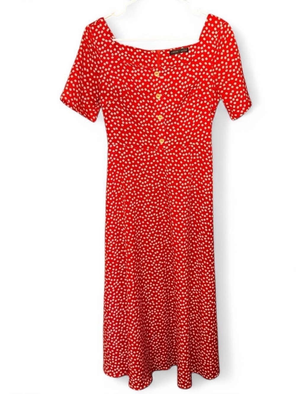 SHEIN Red Polka Dot Midi Dress